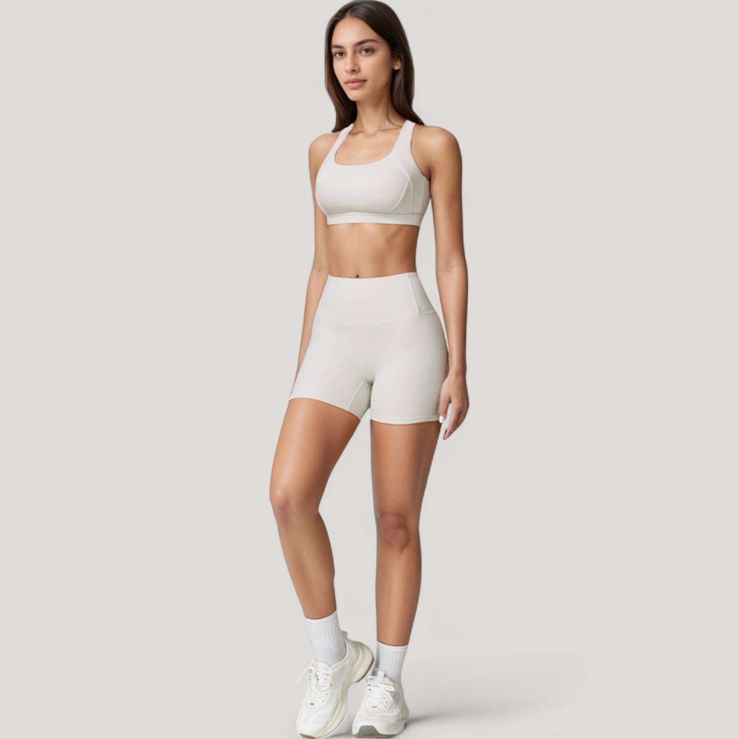 Anna-Kaci Active Women's Wide Strap Square Neck Sports Bra Top with Sculpted Seam Detail and Cropped Fit
