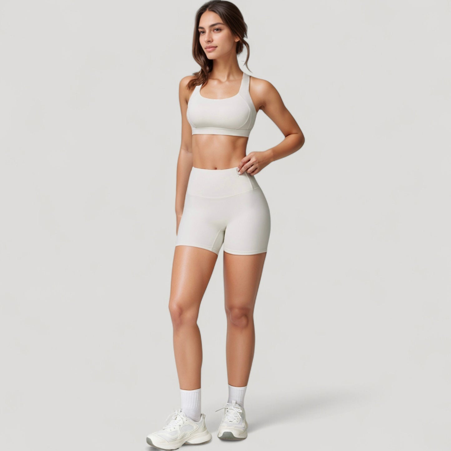 Anna-Kaci Active Women's Wide Strap Square Neck Sports Bra Top with Sculpted Seam Detail and Cropped Fit