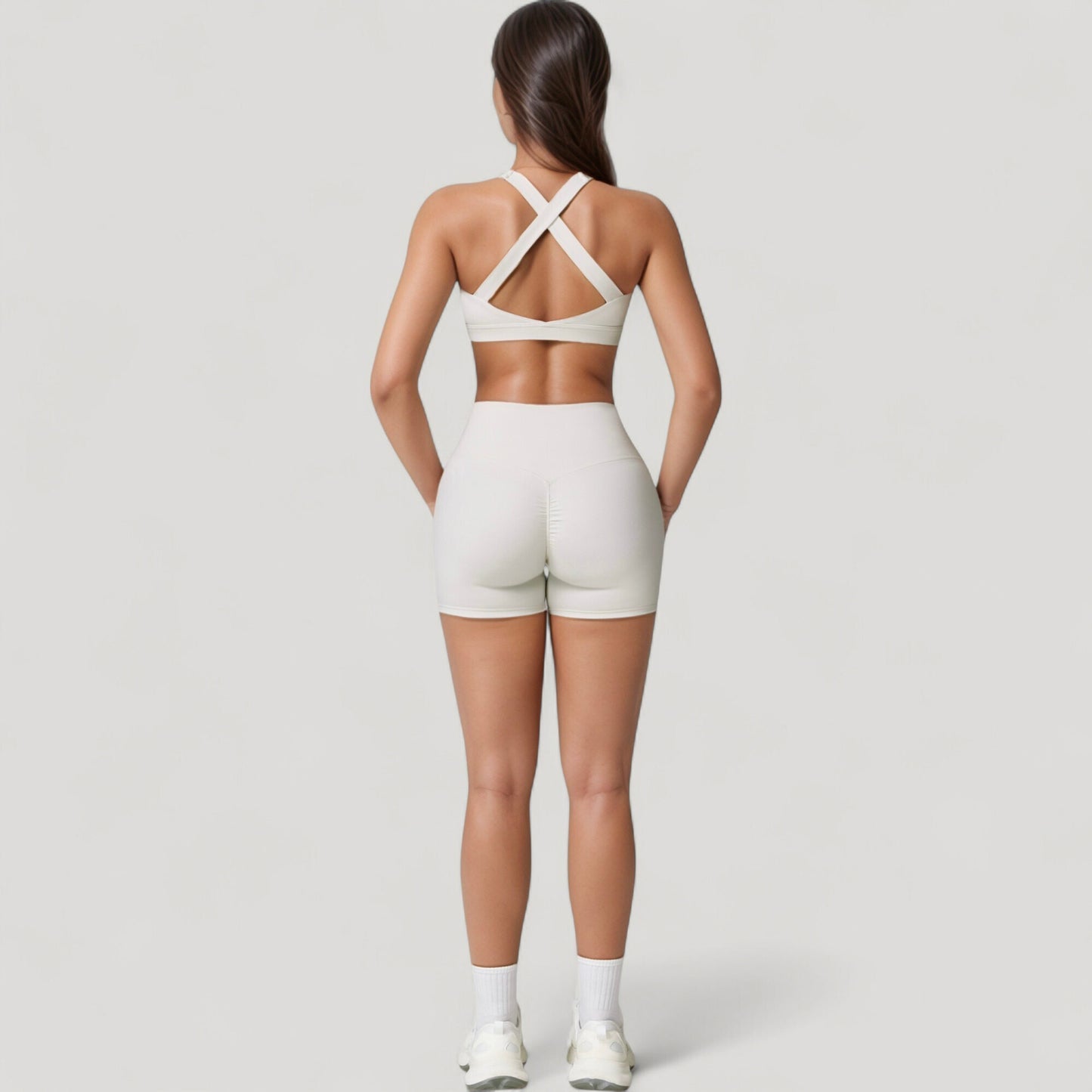 Anna-Kaci Active Women's Wide Strap Square Neck Sports Bra Top with Sculpted Seam Detail and Cropped Fit