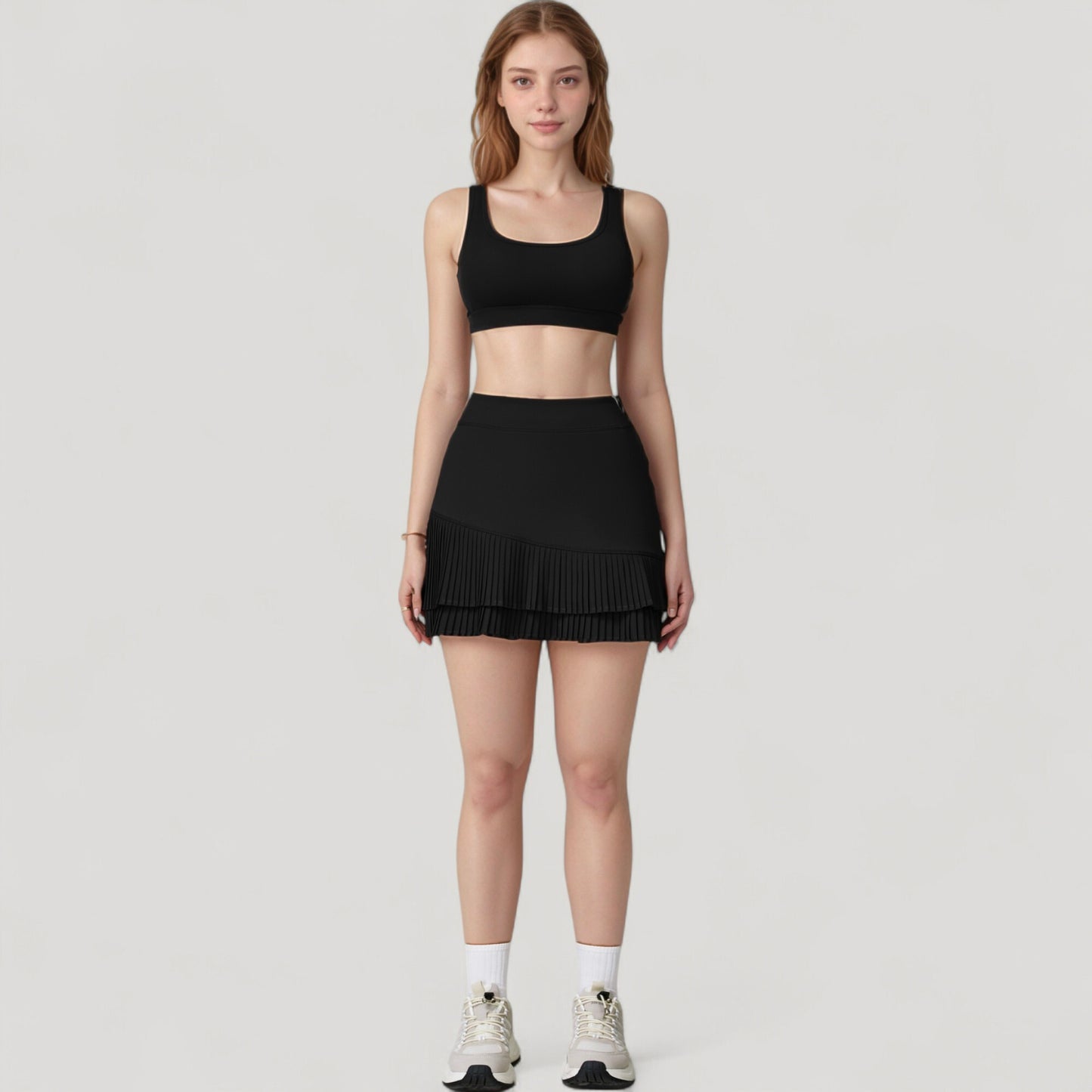 Anna-Kaci Women's Scoop Neck Sports Bra with Wide Shoulder Straps and Soft Stretch Fabric for Low to Medium Impact