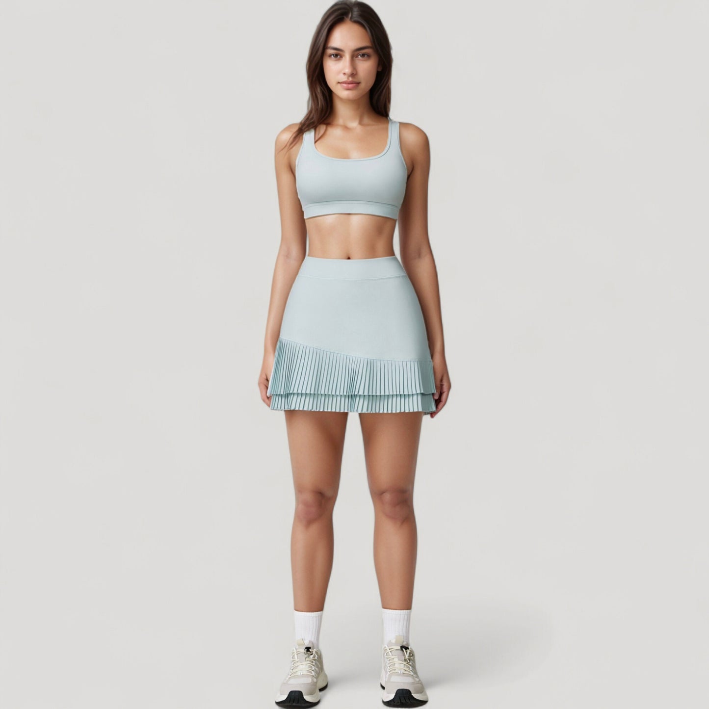 Anna-Kaci Women's Scoop Neck Sports Bra with Wide Shoulder Straps and Soft Stretch Fabric for Low to Medium Impact