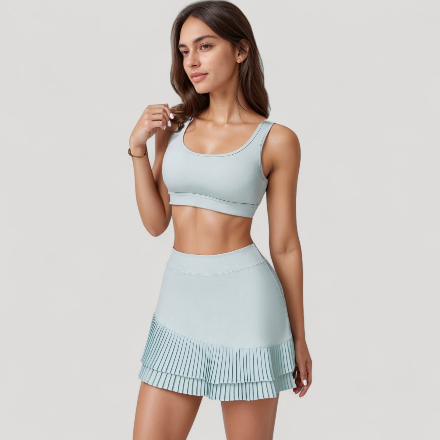 Anna-Kaci Women's Scoop Neck Sports Bra with Wide Shoulder Straps and Soft Stretch Fabric for Low to Medium Impact