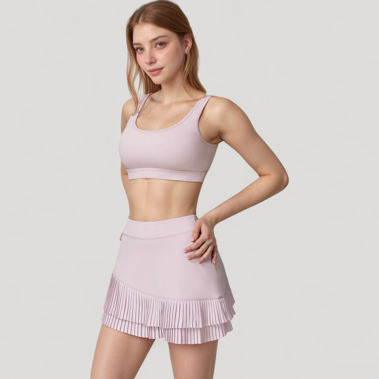 Anna-Kaci Women's Scoop Neck Sports Bra with Wide Shoulder Straps and Soft Stretch Fabric for Low to Medium Impact
