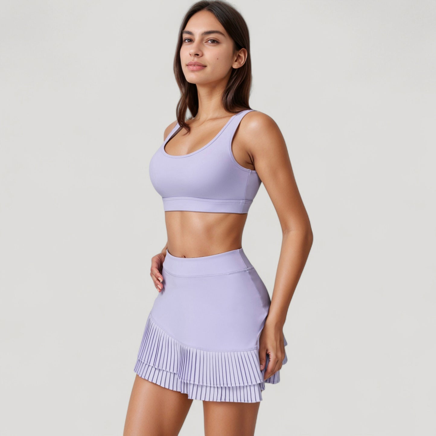 Anna-Kaci Women's Scoop Neck Sports Bra with Wide Shoulder Straps and Soft Stretch Fabric for Low to Medium Impact