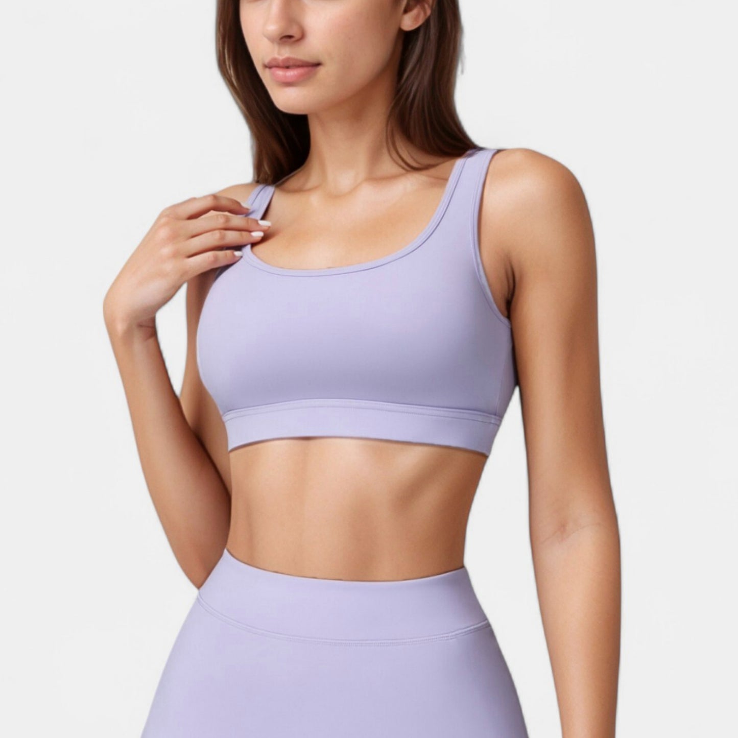 Anna-Kaci Women's Scoop Neck Sports Bra with Wide Shoulder Straps and Soft Stretch Fabric for Low to Medium Impact