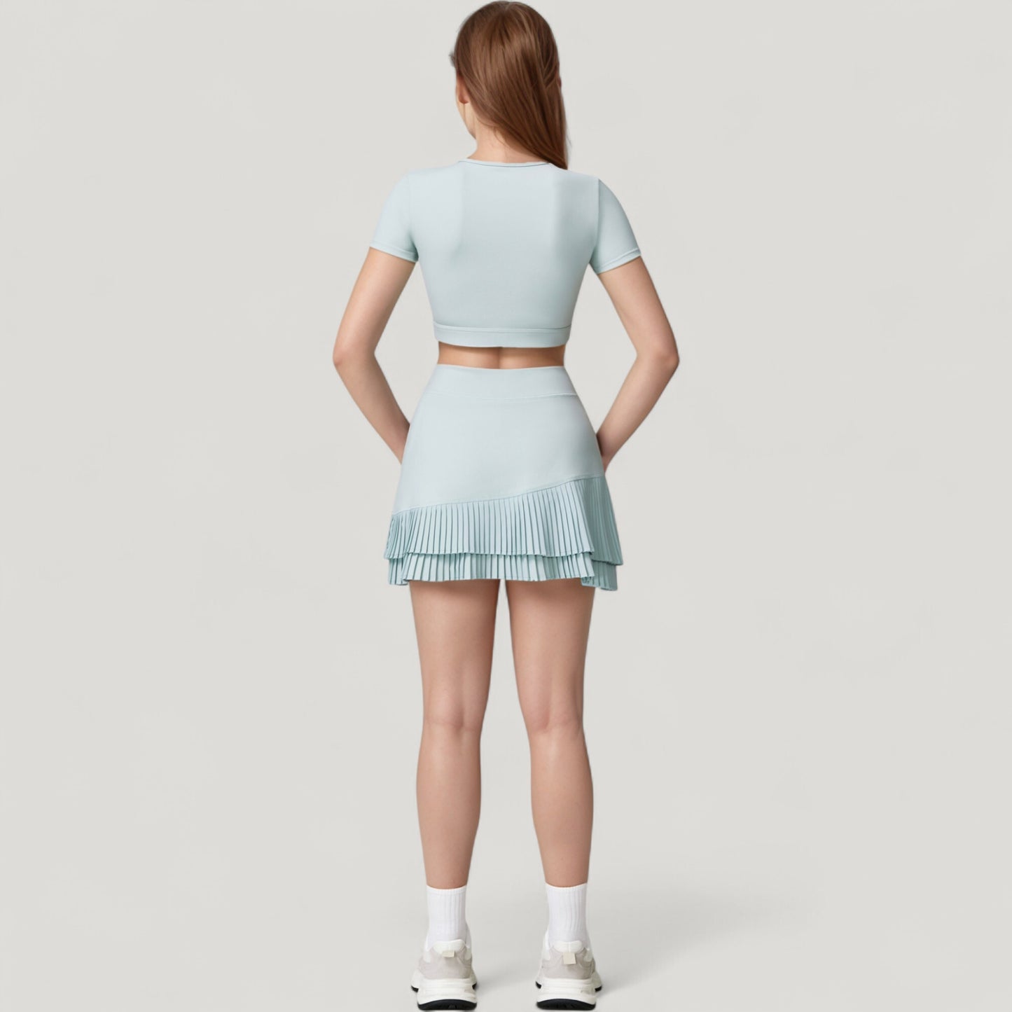 Anna-Kaci Active Women's Short Sleeve Cropped Active Top with Keyhole Front Cutout and Built-In Bra for Medium Support