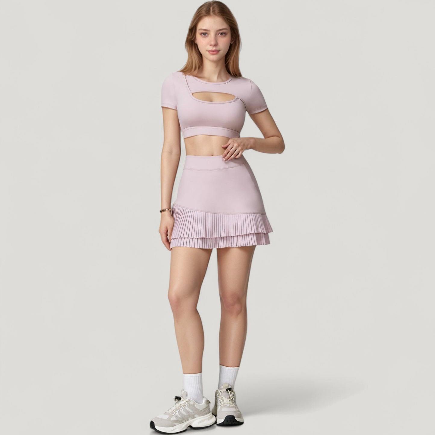 Anna-Kaci Active Women's Short Sleeve Cropped Active Top with Keyhole Front Cutout and Built-In Bra for Medium Support
