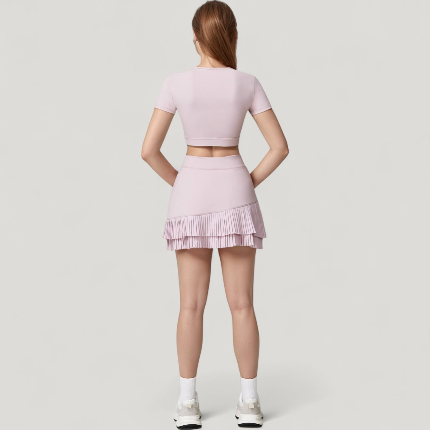 Anna-Kaci Active Women's Short Sleeve Cropped Active Top with Keyhole Front Cutout and Built-In Bra for Medium Support