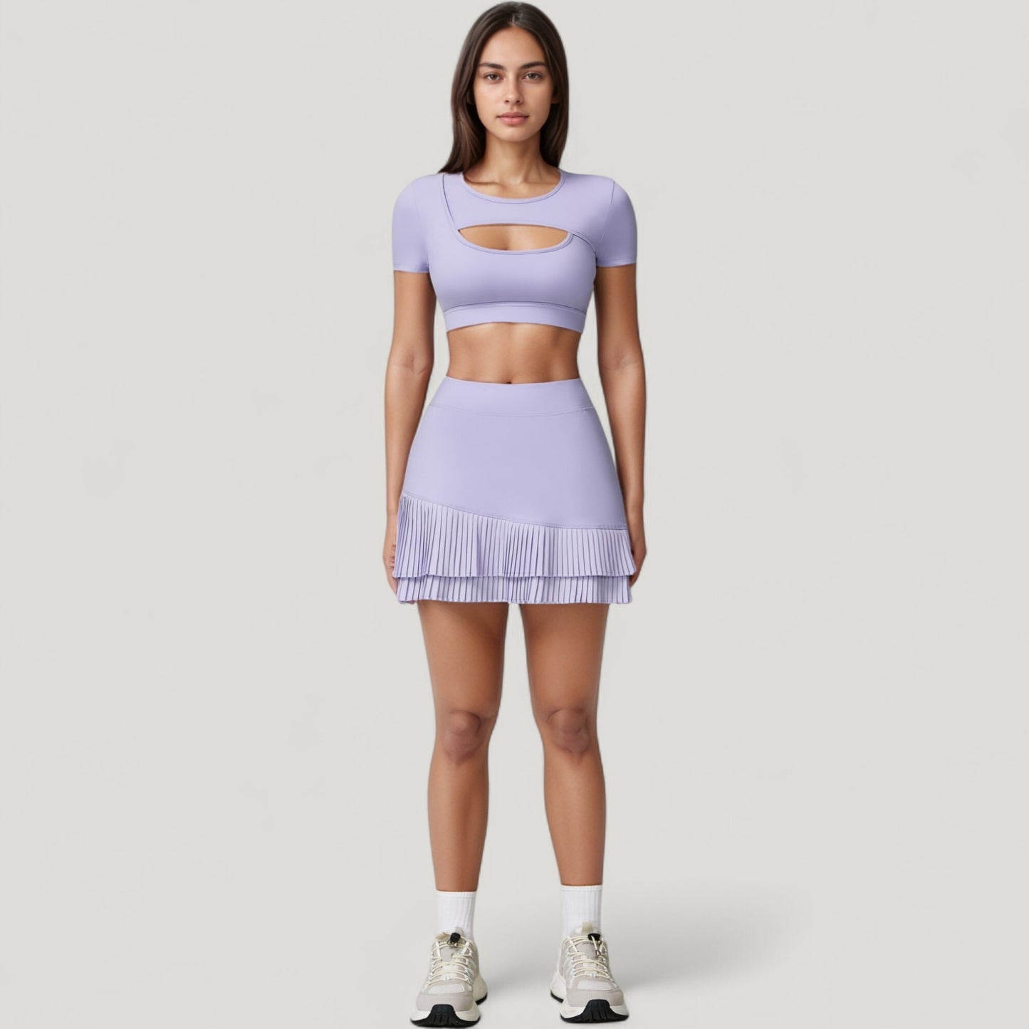 Anna-Kaci Active Women's Short Sleeve Cropped Active Top with Keyhole Front Cutout and Built-In Bra for Medium Support