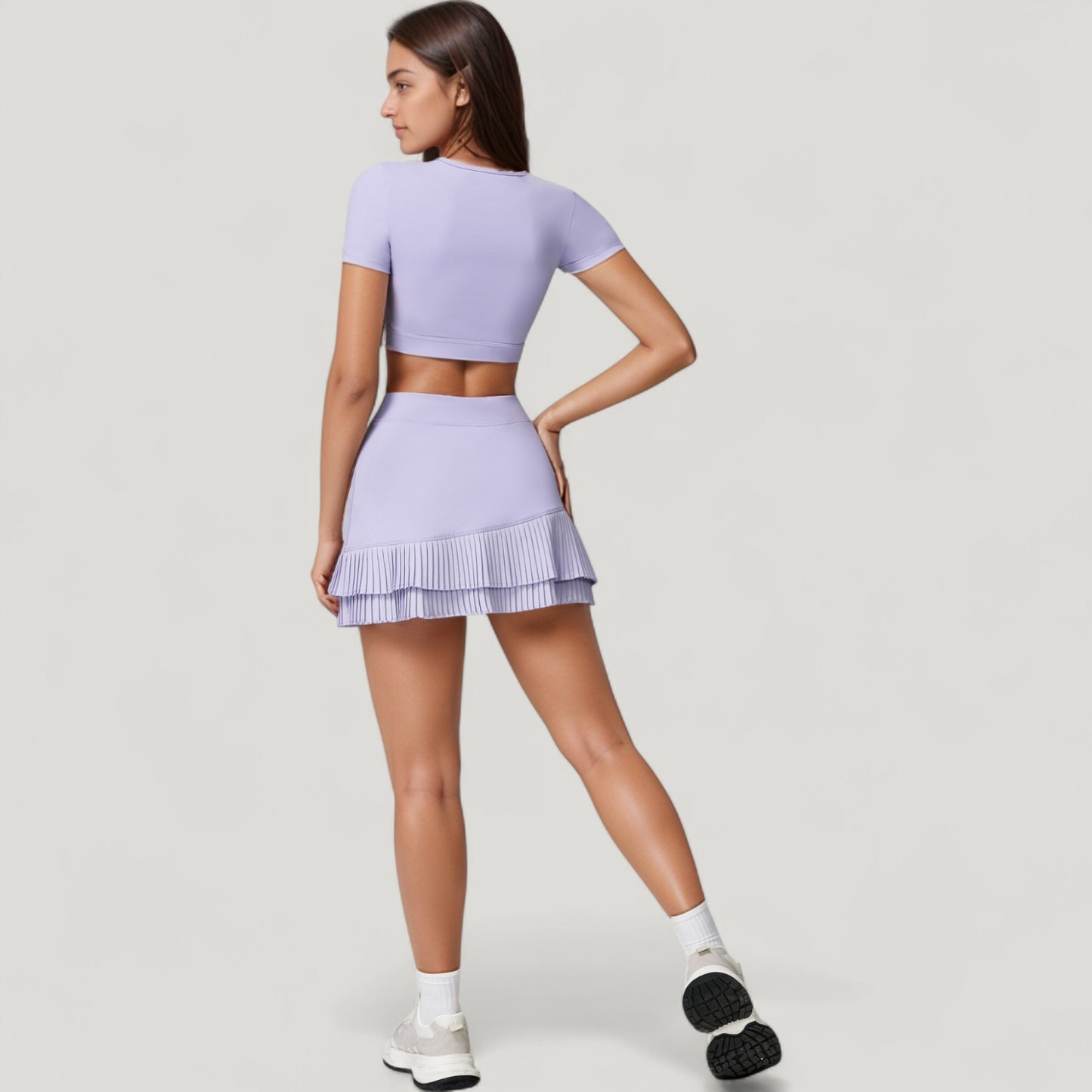 Anna-Kaci Active Women's Short Sleeve Cropped Active Top with Keyhole Front Cutout and Built-In Bra for Medium Support