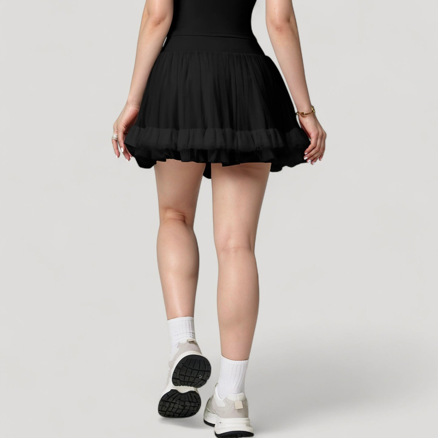 Anna-Kaci Active Women's Tulle Mini Skirt with Soft Lining and Layered Ruffle Hem for a Whimsical Ballet-Inspired Look