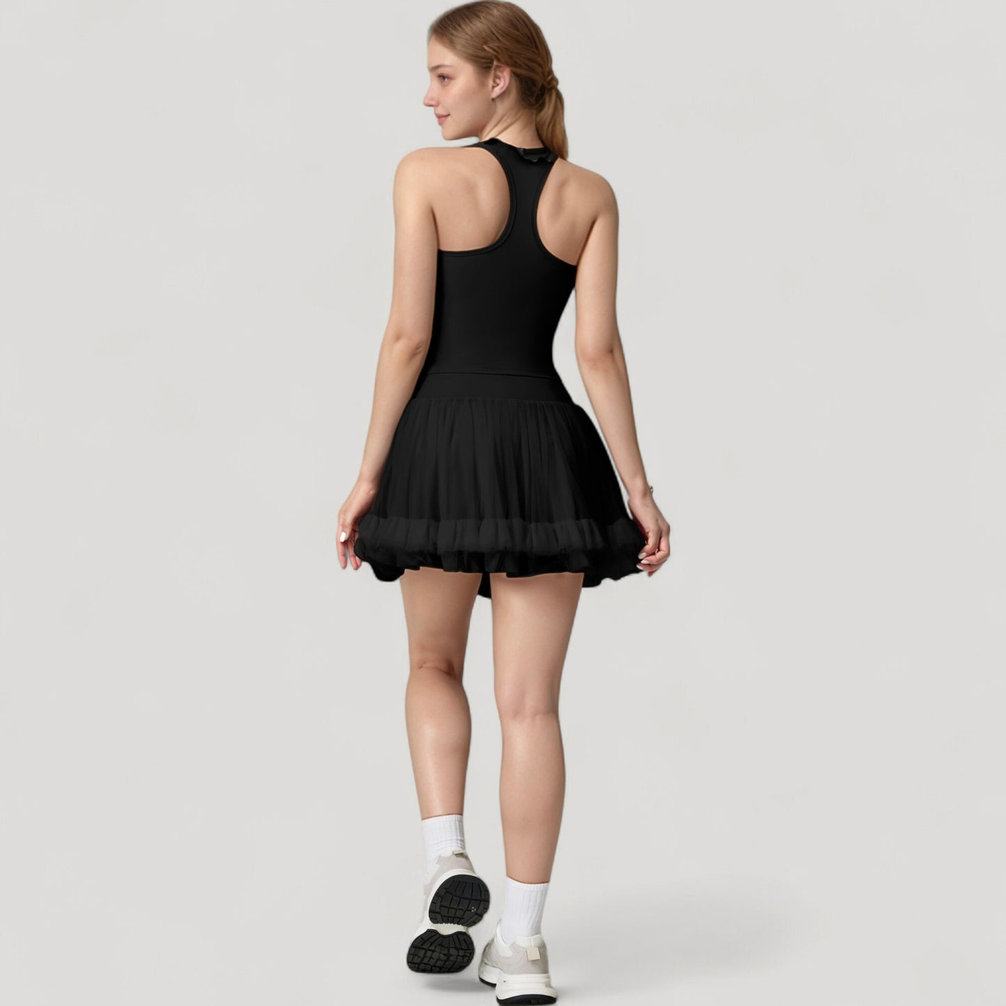 Anna-Kaci Active Women's Tulle Mini Skirt with Soft Lining and Layered Ruffle Hem for a Whimsical Ballet-Inspired Look