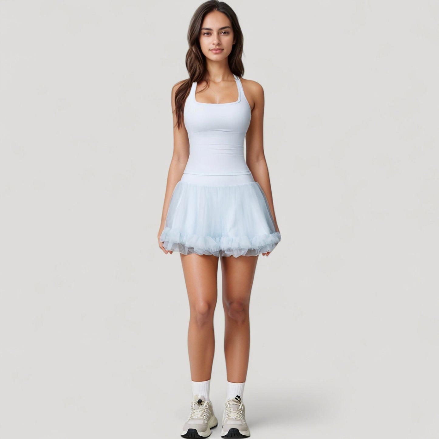Anna-Kaci Active Women's Tulle Mini Skirt with Soft Lining and Layered Ruffle Hem for a Whimsical Ballet-Inspired Look