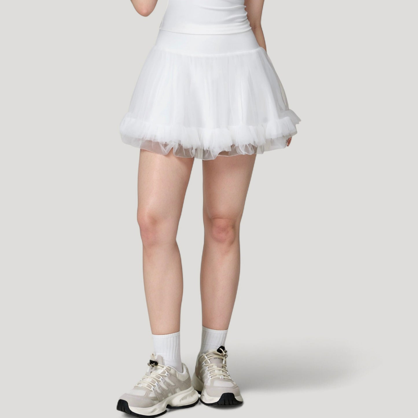 Anna-Kaci Active Women's Tulle Mini Skirt with Soft Lining and Layered Ruffle Hem for a Whimsical Ballet-Inspired Look