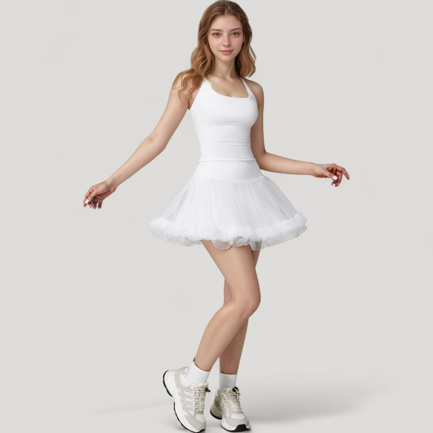 Anna-Kaci Active Women's Tulle Mini Skirt with Soft Lining and Layered Ruffle Hem for a Whimsical Ballet-Inspired Look