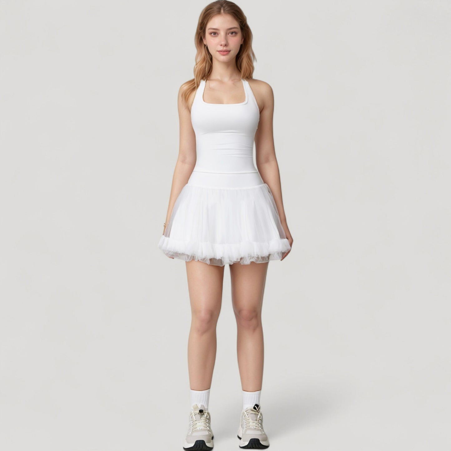 Anna-Kaci Active Women's Tulle Mini Skirt with Soft Lining and Layered Ruffle Hem for a Whimsical Ballet-Inspired Look