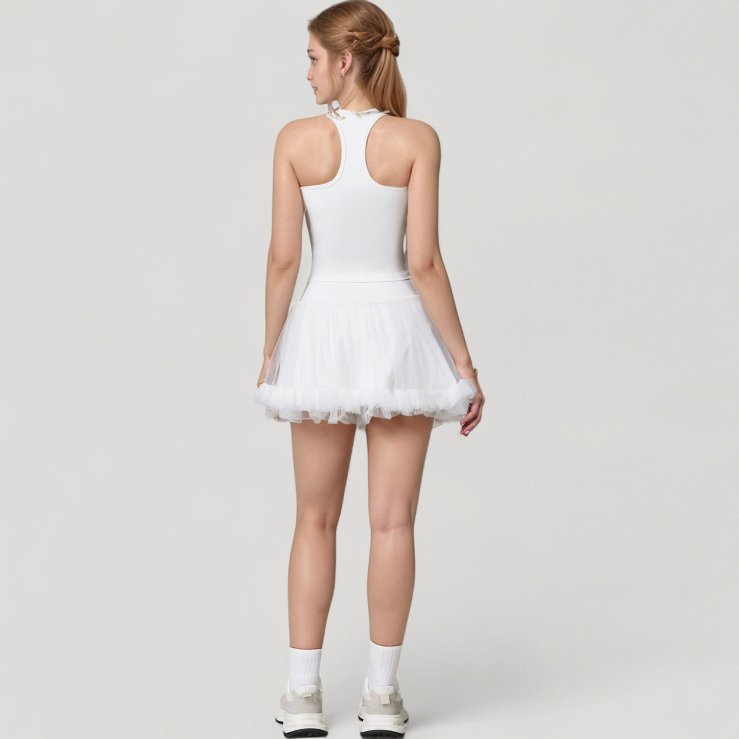 Anna-Kaci Active Women's Tulle Mini Skirt with Soft Lining and Layered Ruffle Hem for a Whimsical Ballet-Inspired Look
