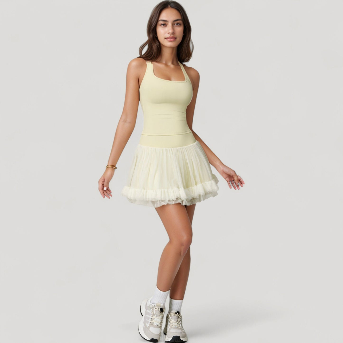 Anna-Kaci Active Women's Tulle Mini Skirt with Soft Lining and Layered Ruffle Hem for a Whimsical Ballet-Inspired Look