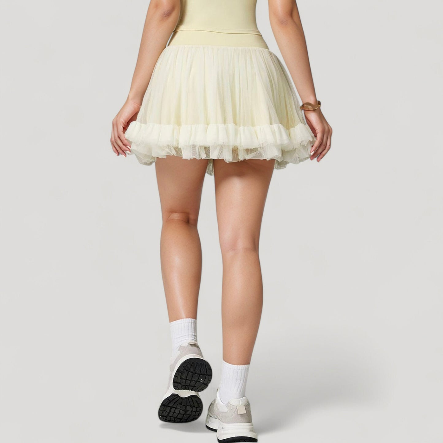 Anna-Kaci Active Women's Tulle Mini Skirt with Soft Lining and Layered Ruffle Hem for a Whimsical Ballet-Inspired Look