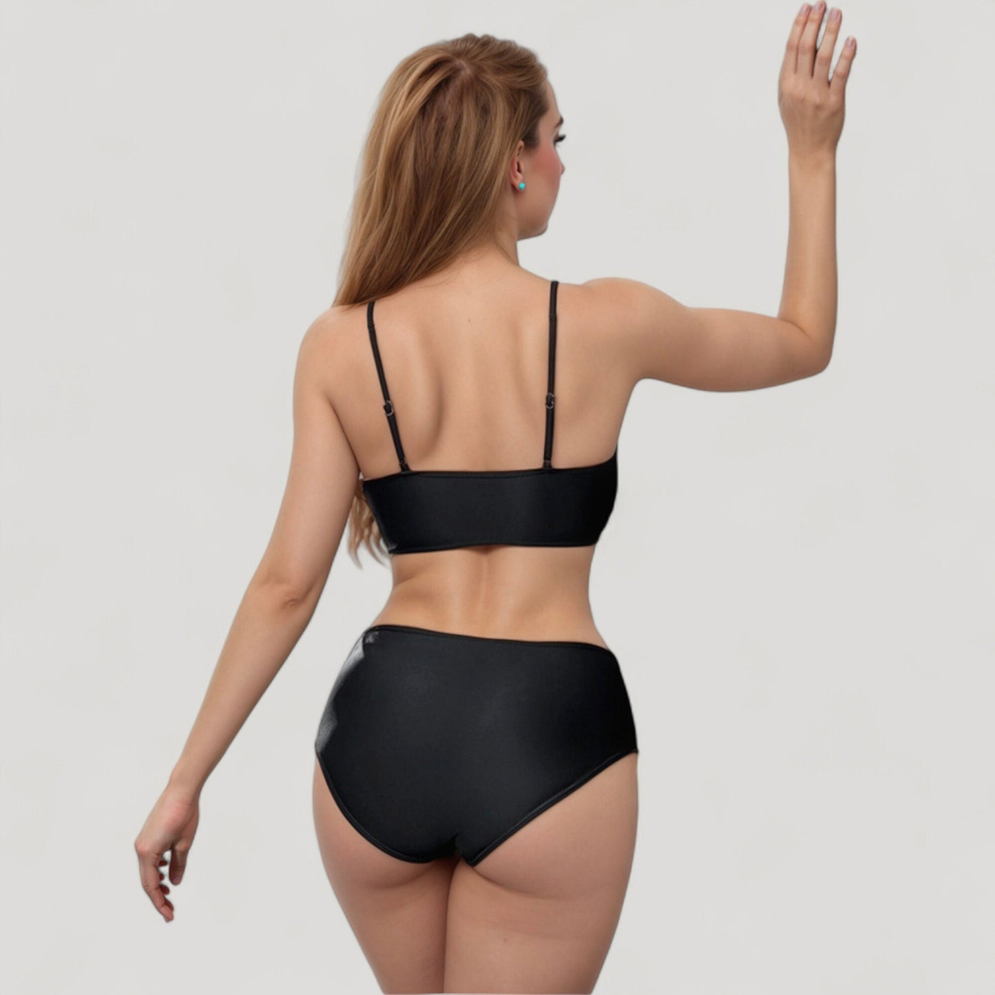 Anna-Kaci Swim Women's V-Neck Bikini Swimsuit with Crossover Top and High Waist Bottom