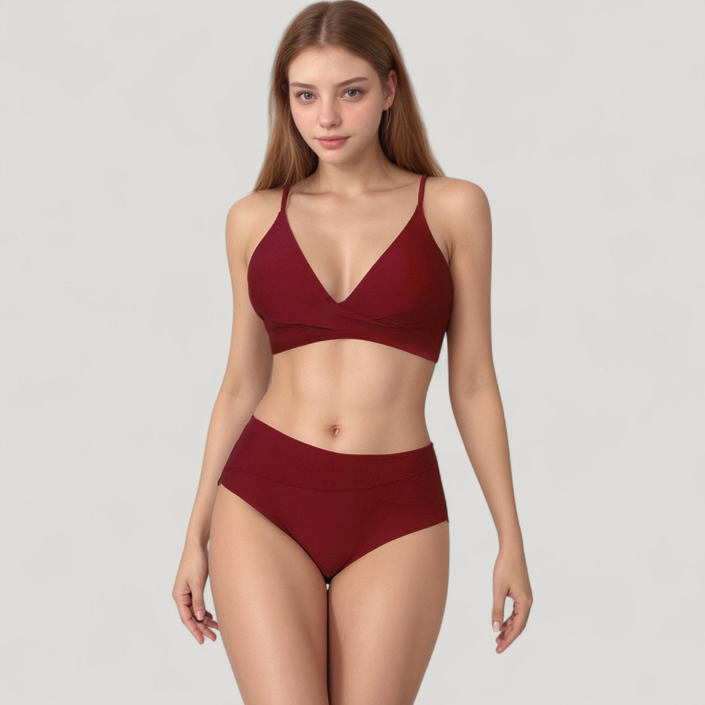 Anna-Kaci Swim Women's V-Neck Bikini Swimsuit with Crossover Top and High Waist Bottom