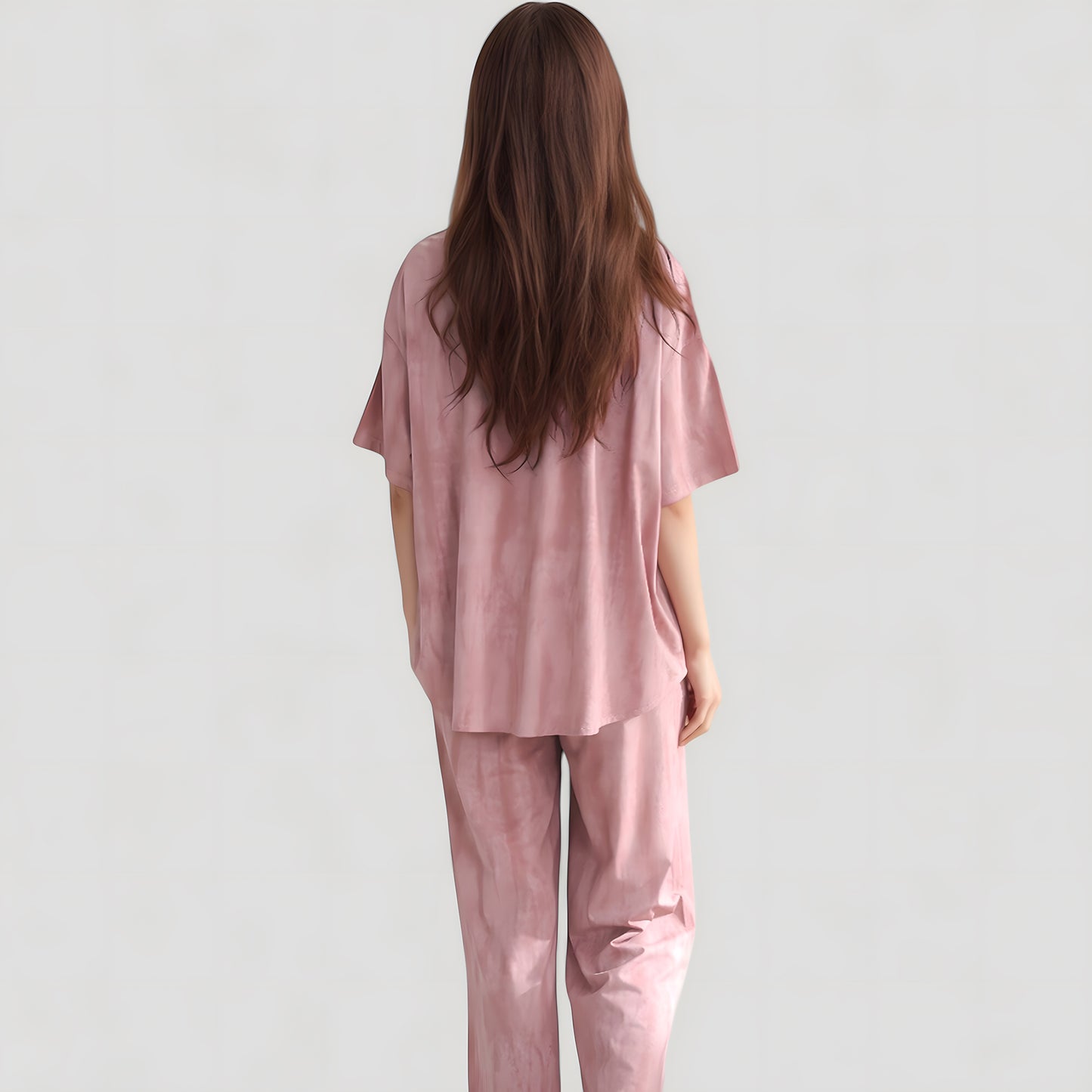 Anna-Kaci Lounge Women's Satin Pajama Set with Short Sleeve Button-Up Top and Wide Leg Pants