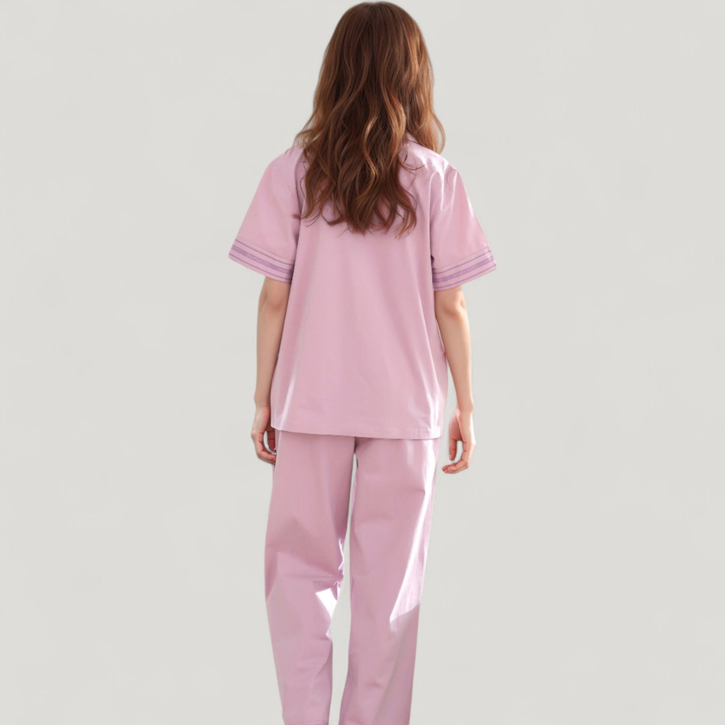 Anna-Kaci Lounge Women's Solid Pajama Set with Contrast Stripe Trim Short Sleeve Top and Matching Lounge Pants