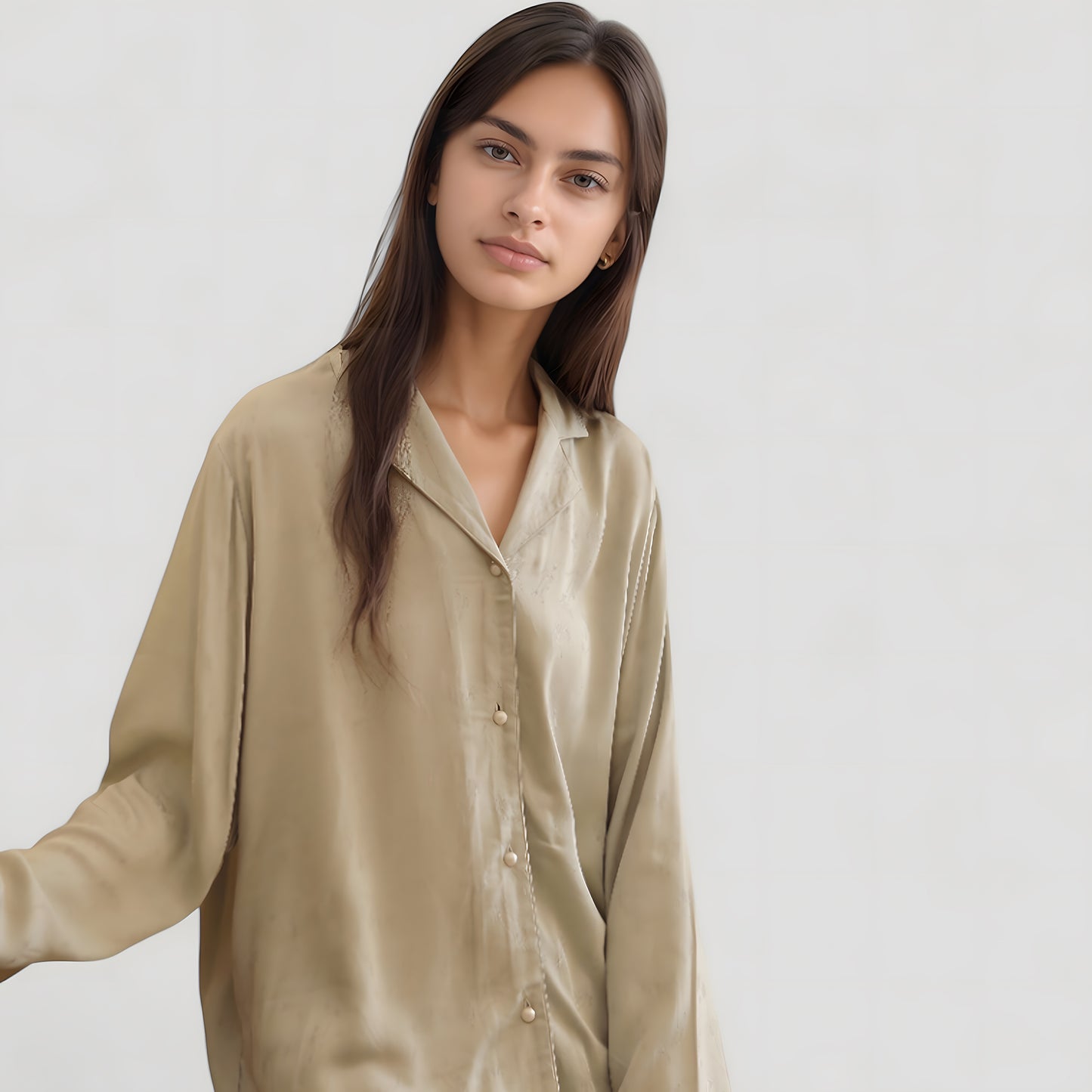 Anna-Kaci Lounge Women's Satin Button-Up Pajama Set with Short Sleeves and Relaxed Fit Wide Leg Pants