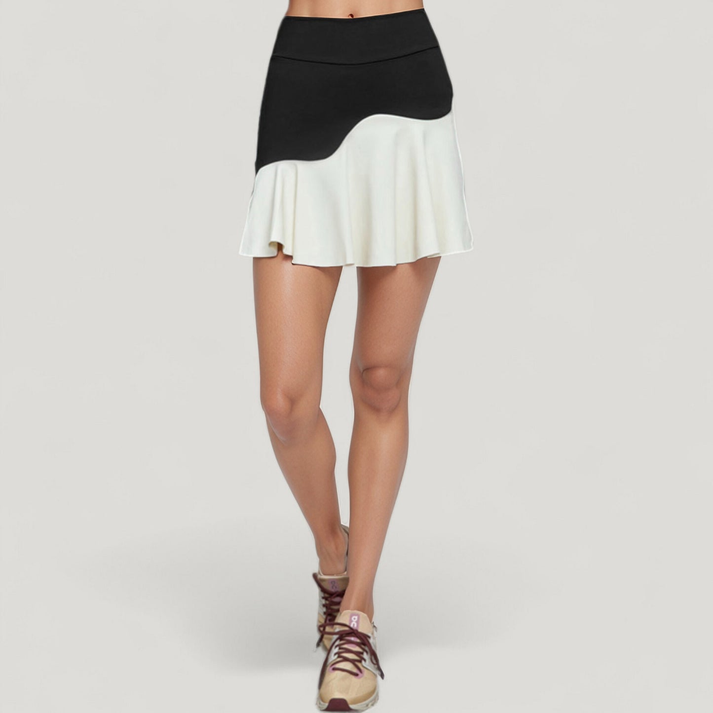 Anna-Kaci Active Women's High Waist Colorblock Tennis Skirt with Sculpted Contrast Design and Flared Hem