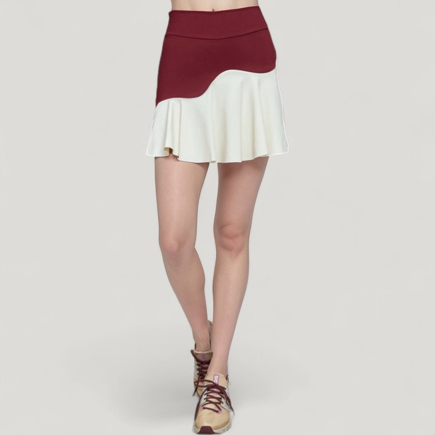 Anna-Kaci Active Women's High Waist Colorblock Tennis Skirt with Sculpted Contrast Design and Flared Hem