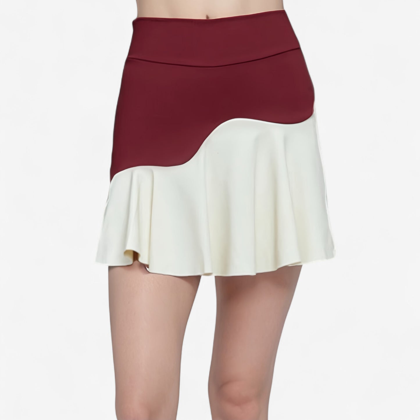 Anna-Kaci Active Women's High Waist Colorblock Tennis Skirt with Sculpted Contrast Design and Flared Hem
