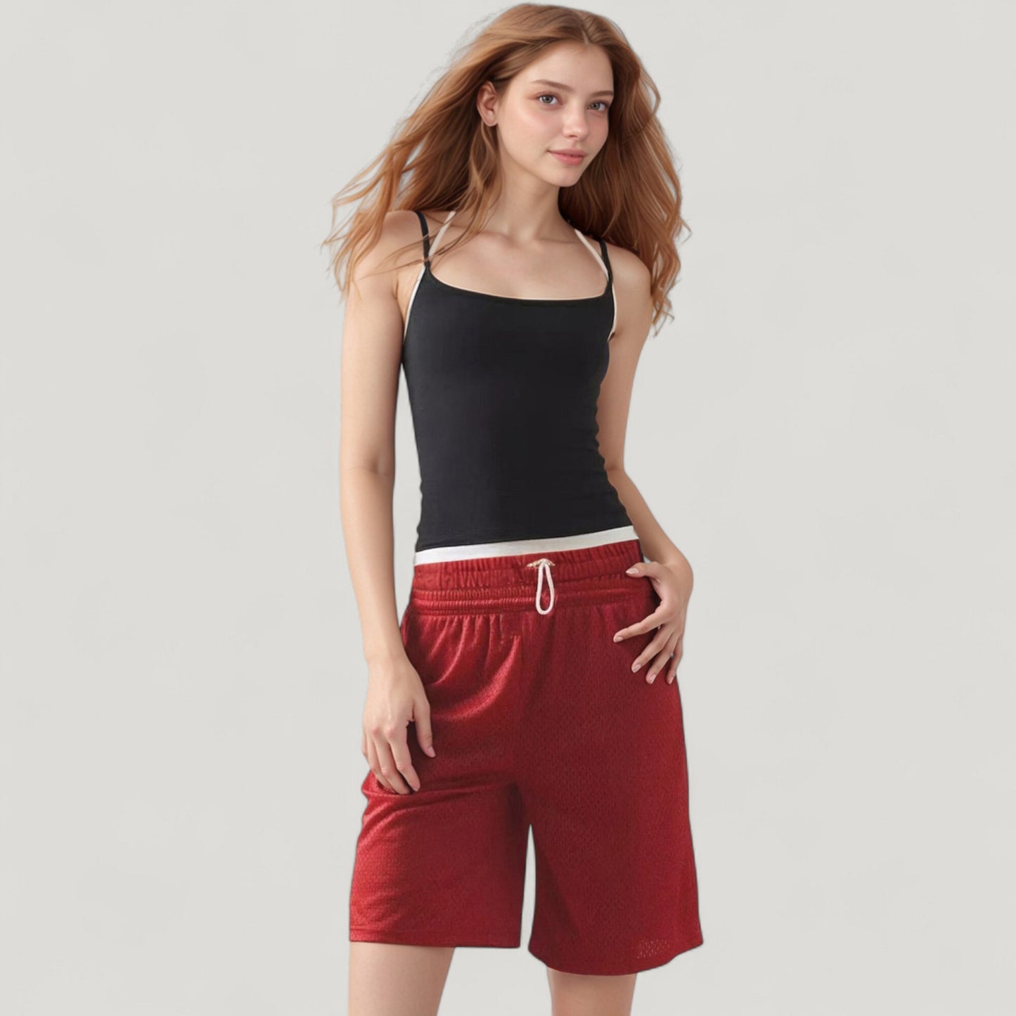 Anna-Kaci Active Women's Contrast Trim Halter Tank Top with Fitted Silhouette and Double Strap Detail