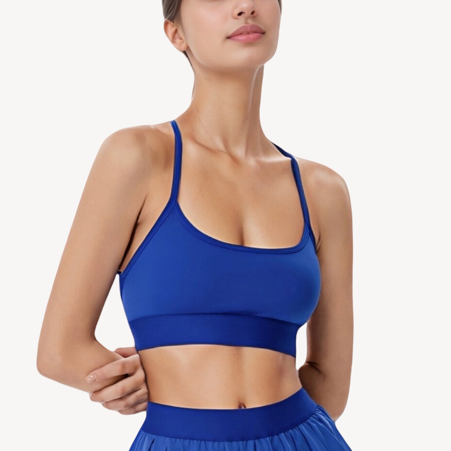Anna-Kaci Active Women's Strappy Sports Bra with Scoop Neck and Wide Underband for Light to Medium Support