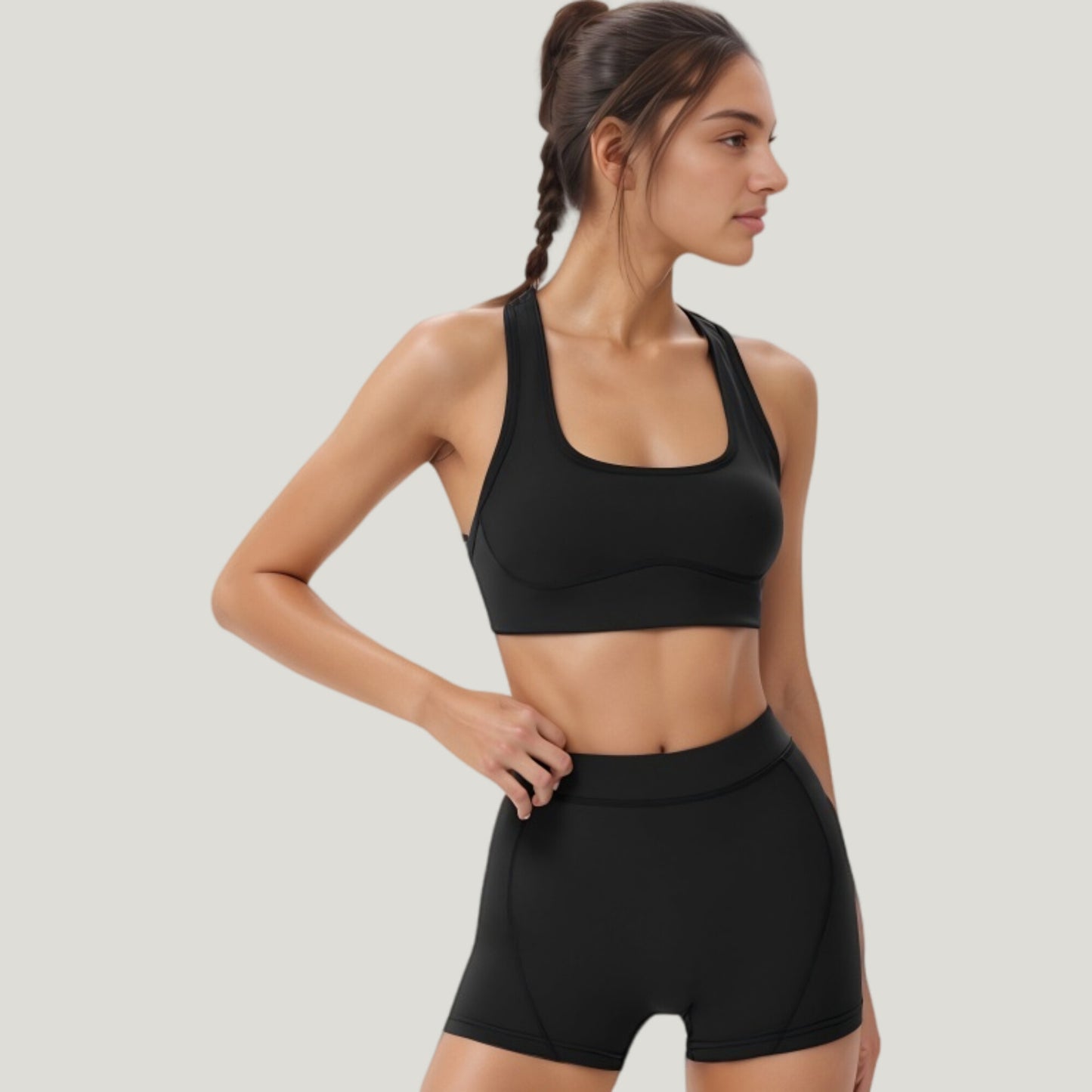 Anna-Kaci Active Women's Scoop Neck Racerback Sports Bra with Wide Straps and Seamless Underbust Design