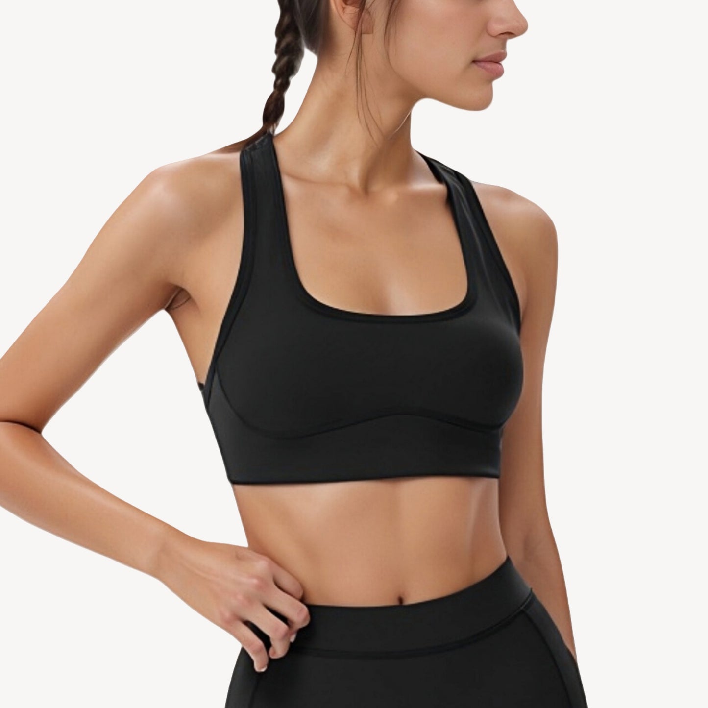 Anna-Kaci Active Women's Scoop Neck Racerback Sports Bra with Wide Straps and Seamless Underbust Design
