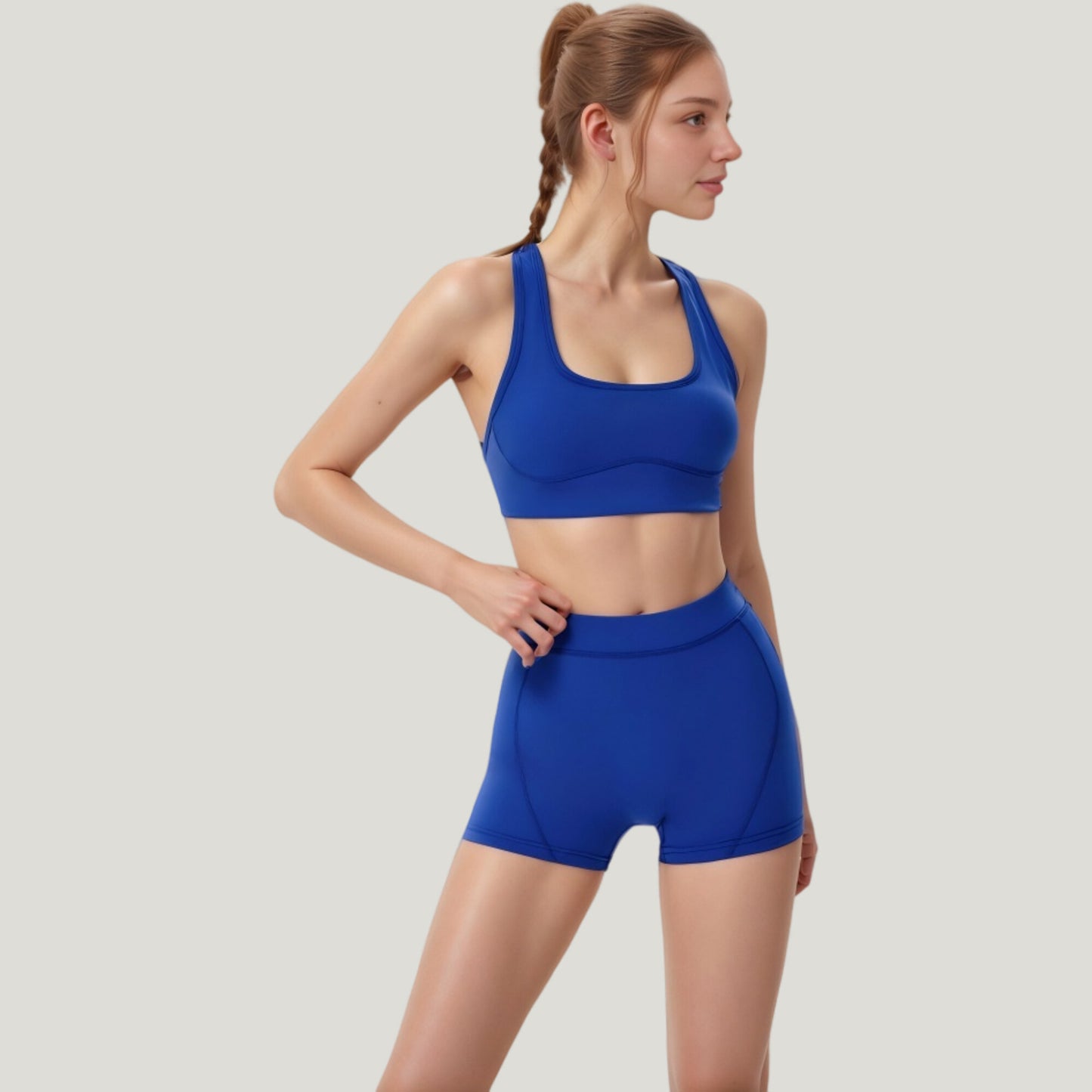 Anna-Kaci Active Women's Scoop Neck Racerback Sports Bra with Wide Straps and Seamless Underbust Design