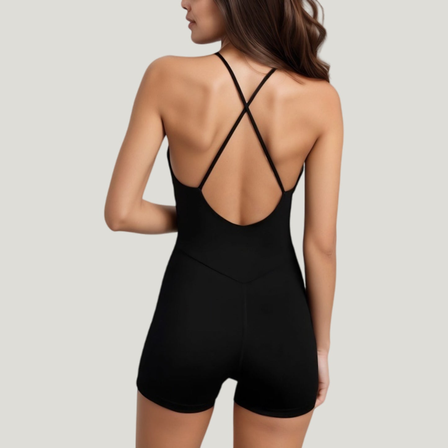 Anna-Kaci Active Women's Sleeveless Active Romper with Scoop Neckline and Fitted Shorts One-Piece Design