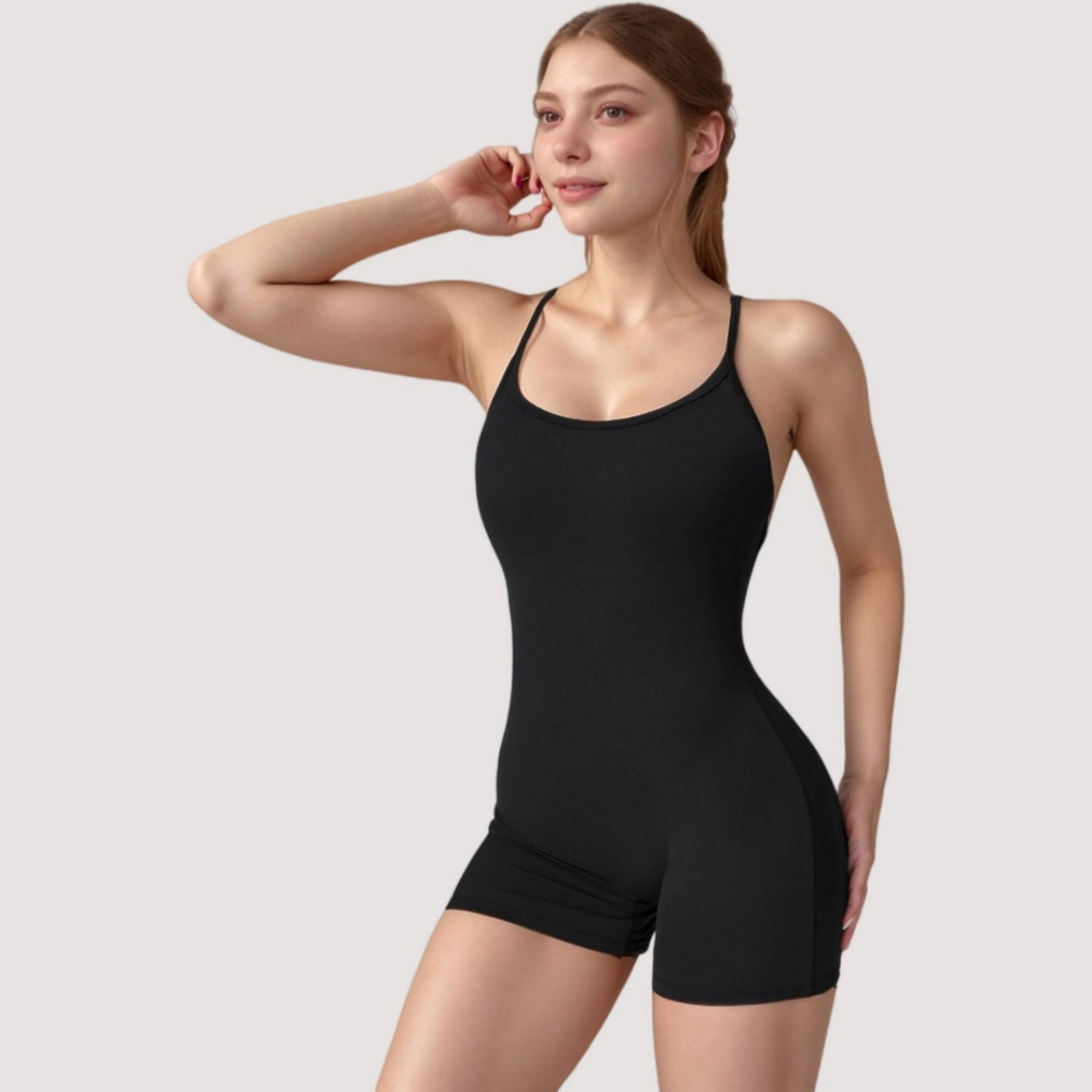 Anna-Kaci Active Women's Strappy Activewear Romper with Fitted Bodice and Stretch Fabric for Flexible Movement