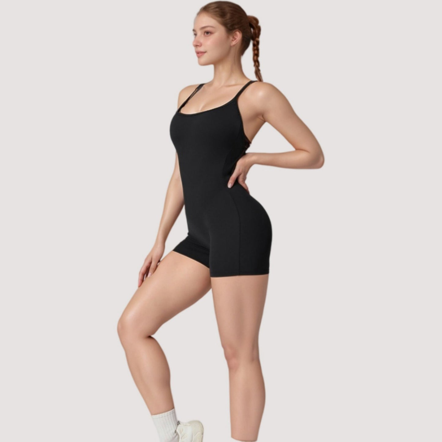 Anna-Kaci Active Women's Strappy Activewear Romper with Fitted Bodice and Stretch Fabric for Flexible Movement