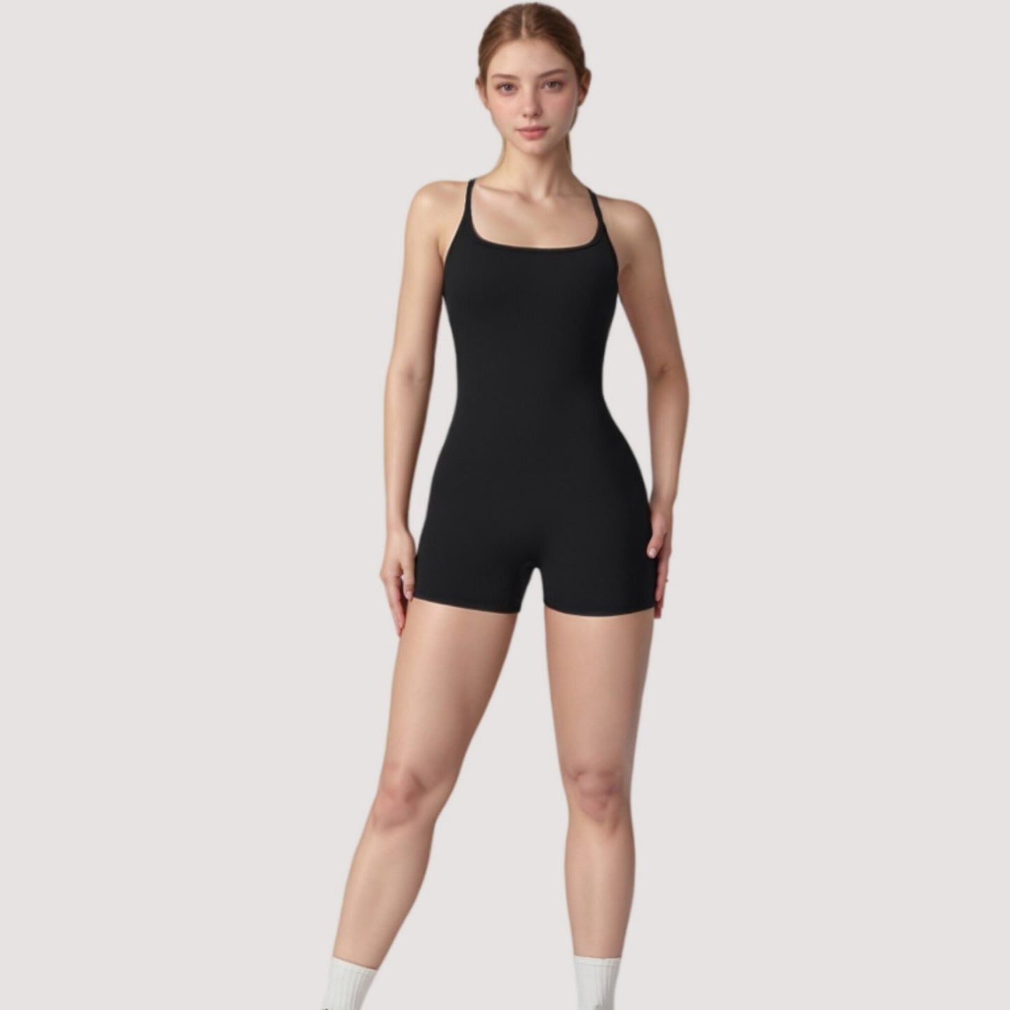 Anna-Kaci Active Women's Strappy Activewear Romper with Fitted Bodice and Stretch Fabric for Flexible Movement