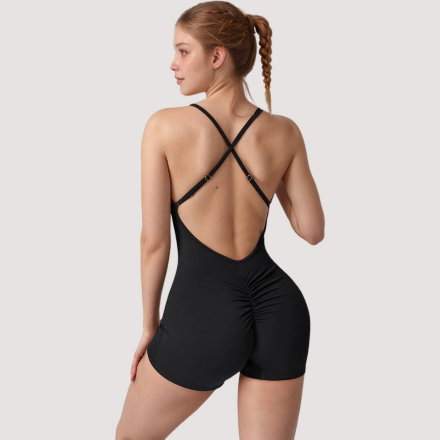 Anna-Kaci Active Women's Strappy Activewear Romper with Fitted Bodice and Stretch Fabric for Flexible Movement