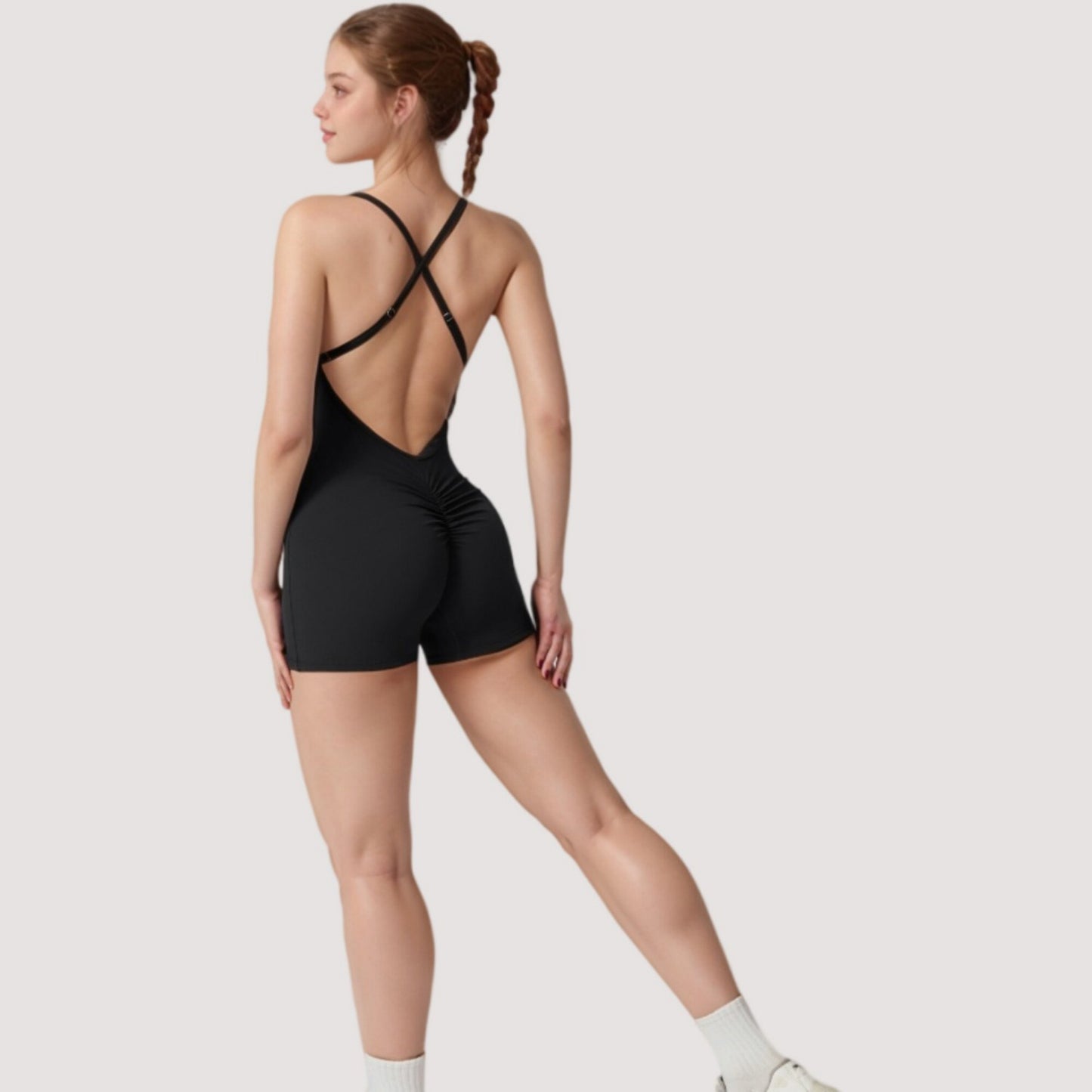 Anna-Kaci Active Women's Strappy Activewear Romper with Fitted Bodice and Stretch Fabric for Flexible Movement