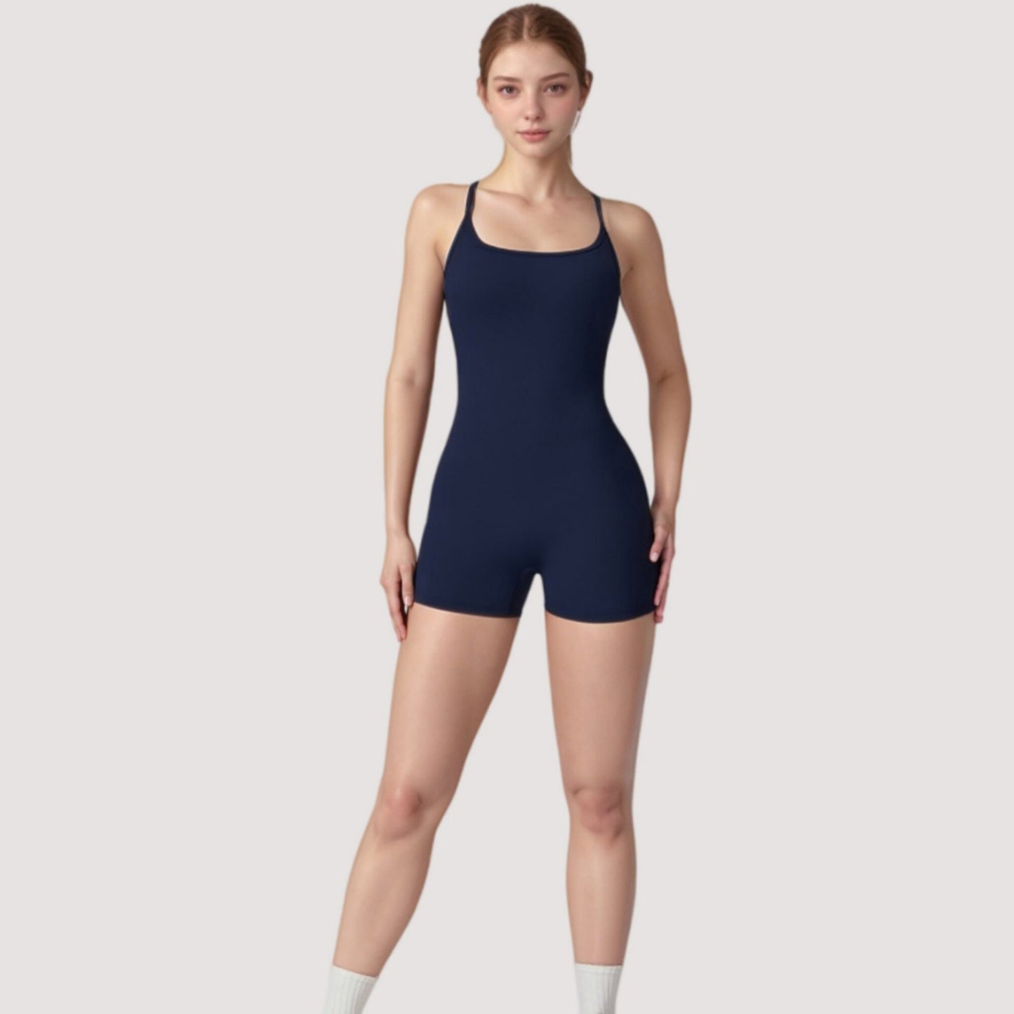 Anna-Kaci Active Women's Strappy Activewear Romper with Fitted Bodice and Stretch Fabric for Flexible Movement