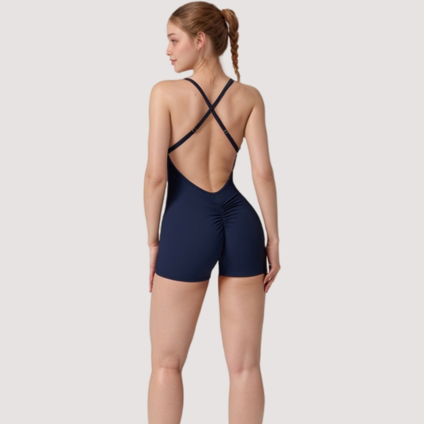 Anna-Kaci Active Women's Strappy Activewear Romper with Fitted Bodice and Stretch Fabric for Flexible Movement