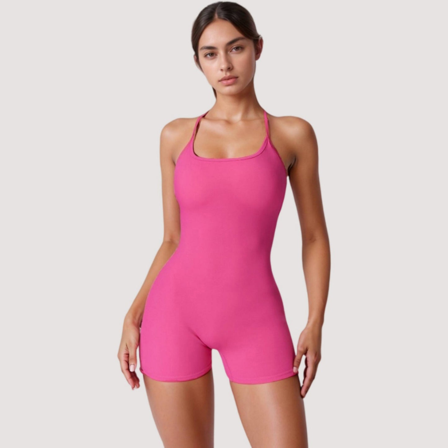 Anna-Kaci Active Women's Strappy Activewear Romper with Fitted Bodice and Stretch Fabric for Flexible Movement