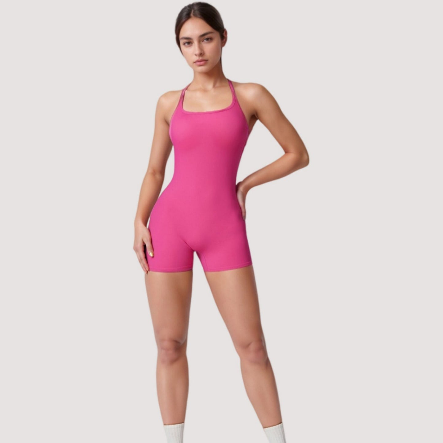 Anna-Kaci Active Women's Strappy Activewear Romper with Fitted Bodice and Stretch Fabric for Flexible Movement