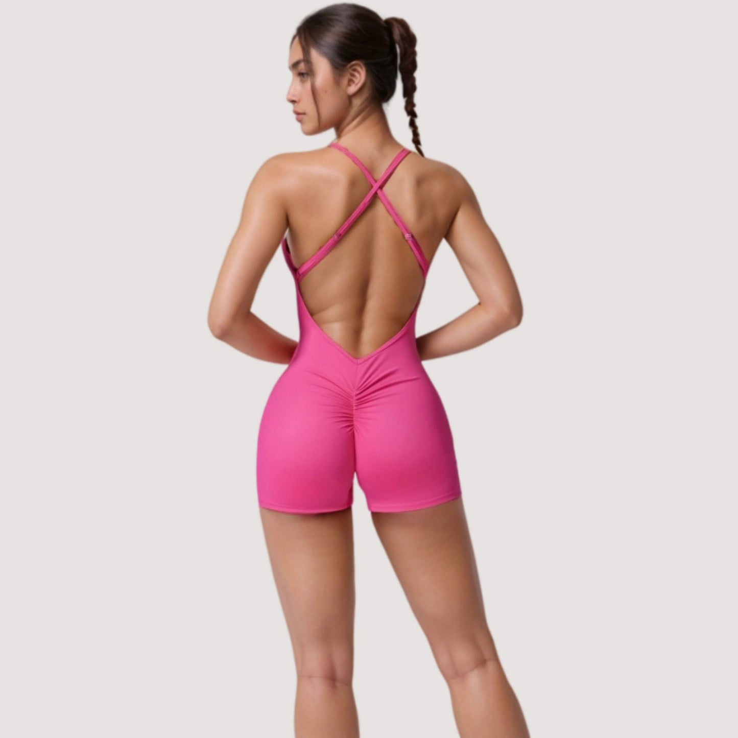 Anna-Kaci Active Women's Strappy Activewear Romper with Fitted Bodice and Stretch Fabric for Flexible Movement