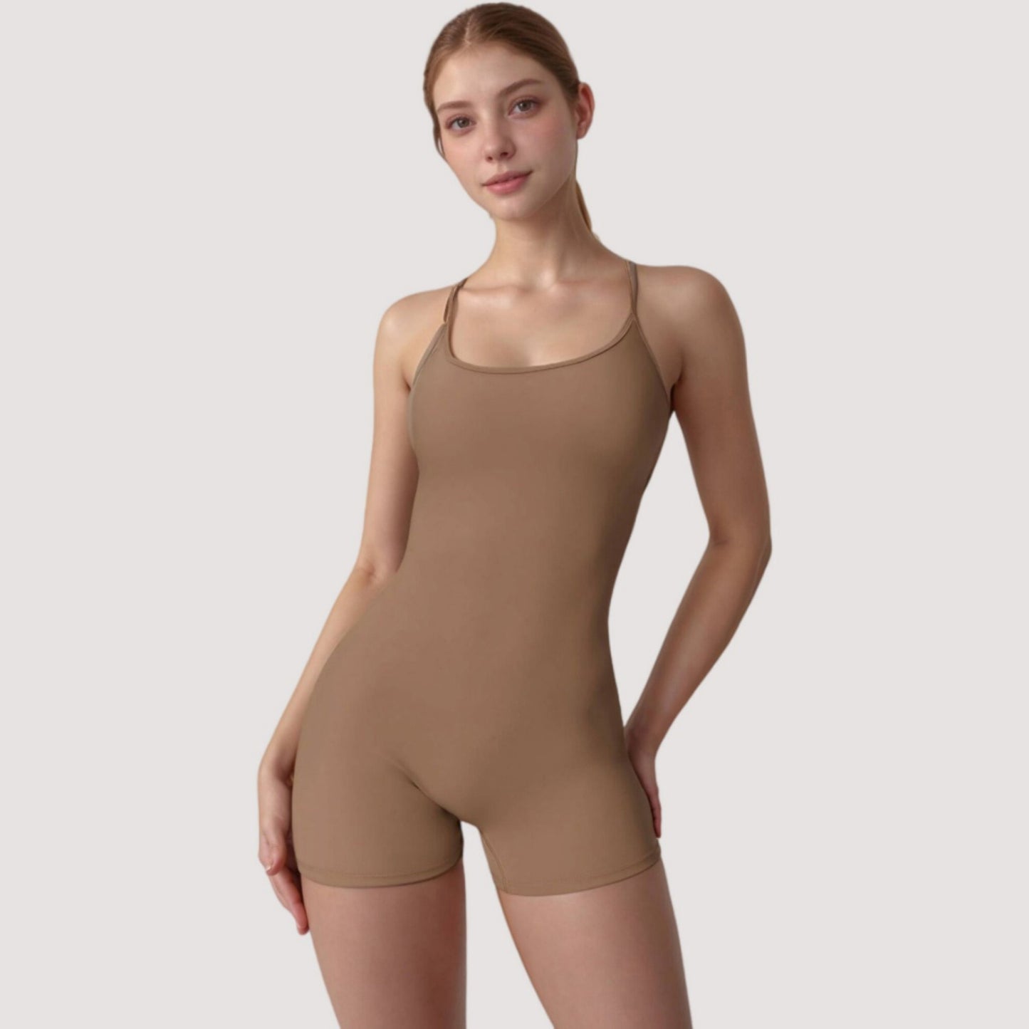 Anna-Kaci Active Women's Strappy Activewear Romper with Fitted Bodice and Stretch Fabric for Flexible Movement