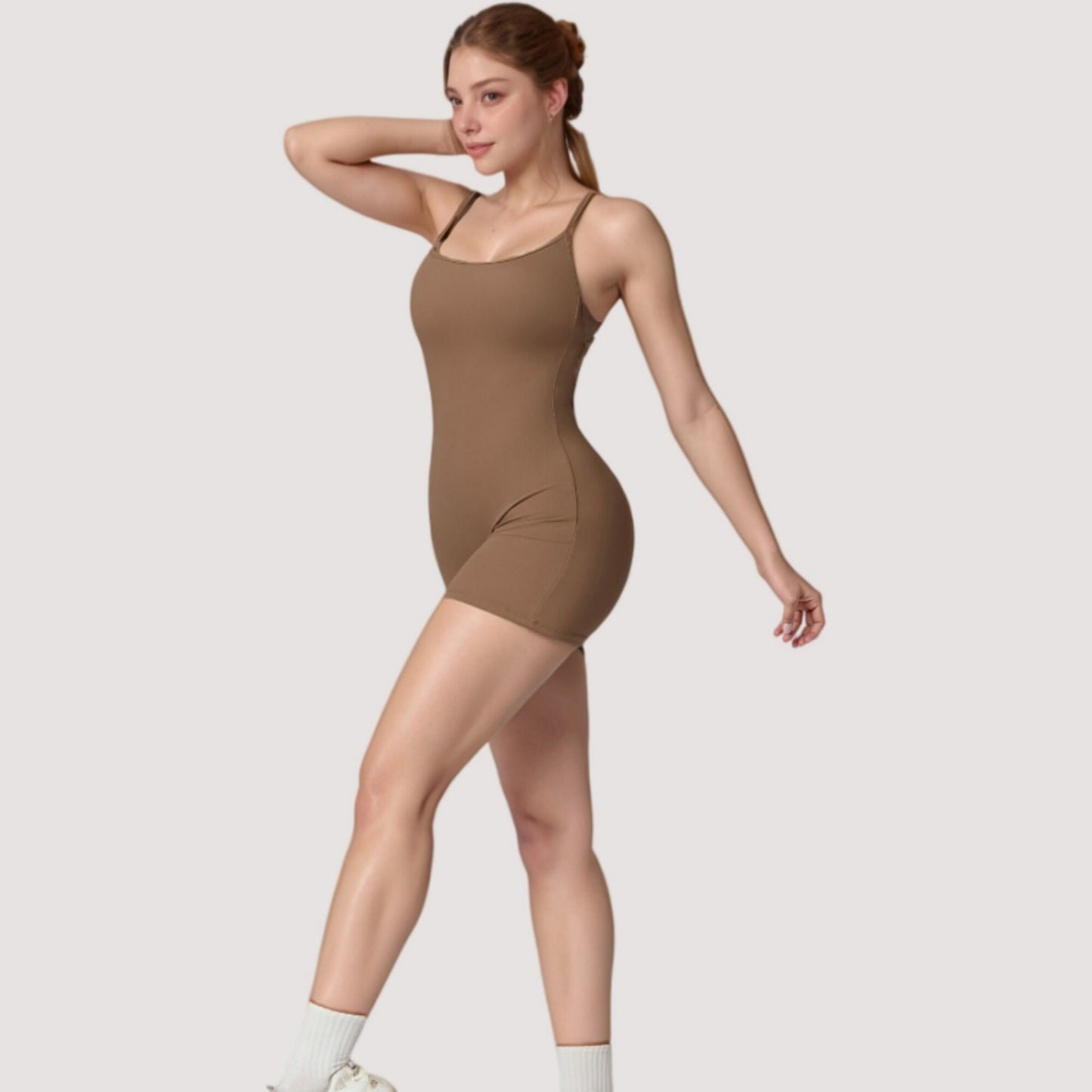 Anna-Kaci Active Women's Strappy Activewear Romper with Fitted Bodice and Stretch Fabric for Flexible Movement