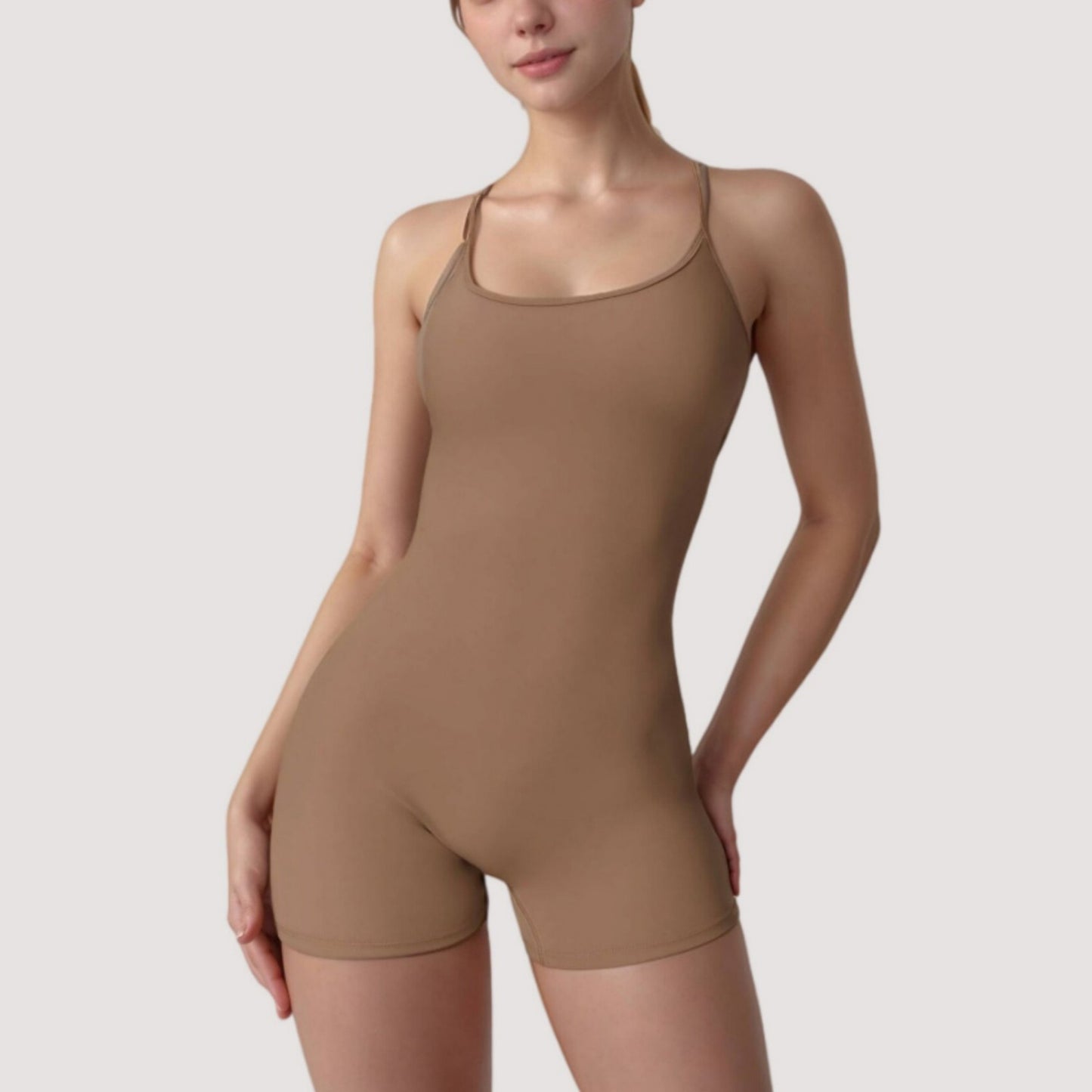 Anna-Kaci Active Women's Strappy Activewear Romper with Fitted Bodice and Stretch Fabric for Flexible Movement